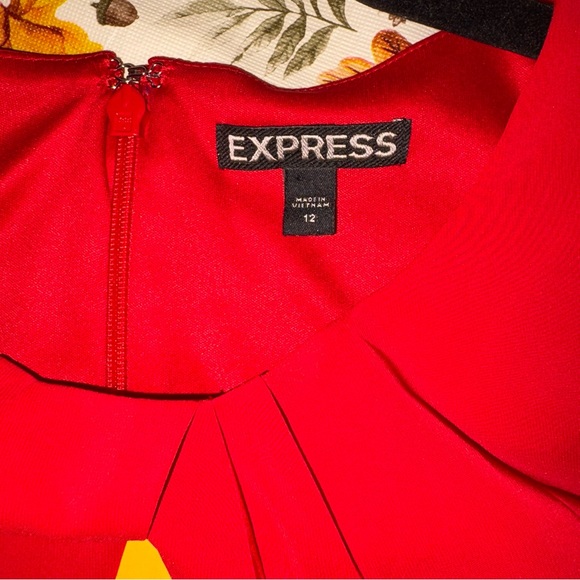 Express Women’s Sz 12 Red Long Sleeve Dress w/ Front Keyhole- NWT - Picture 3 of 5